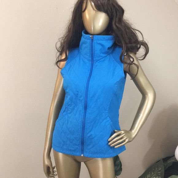 Mock neck COLUMBIA blue zippered vest, small - Picture 2 of 7